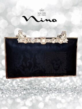 NWT Nina Boujee Black Lace Minaudiere Clutch Bag GORGEOUS!